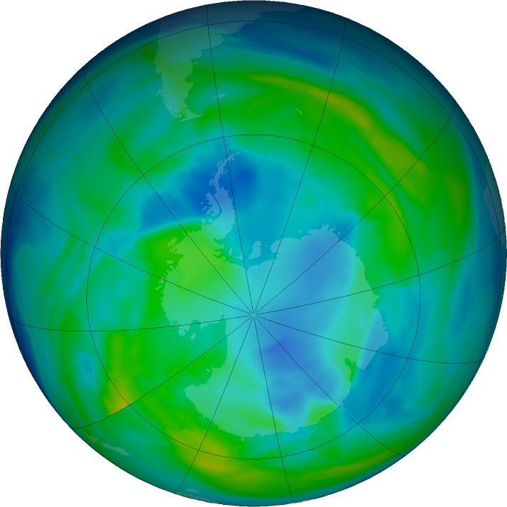 Antarctic ozone map for 07 May 2024